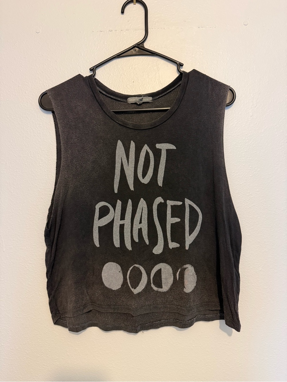 American Eagle Outfitters Black Graphic 'Not Phased' Muscle Tank